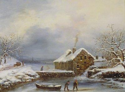 Frozen River Scene with Figures by Louis Claude Mallebranche